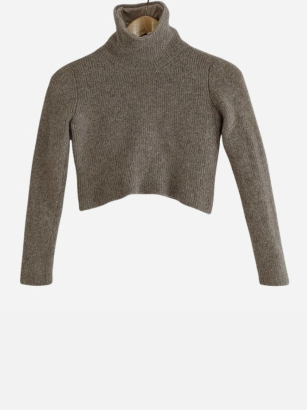 Peruvian Connection Royal Alpaca Cropped Turtleneck Sweater XS Beige